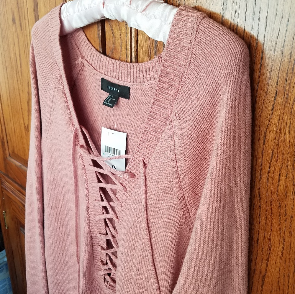 F21+ Lace Up Sweater